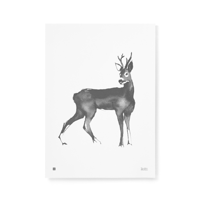 Black & white deer poster
