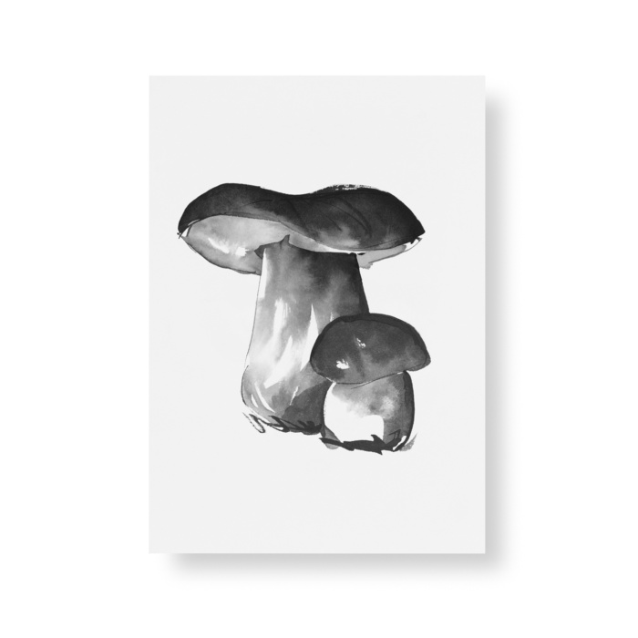 Porcini mushroom postcard art print