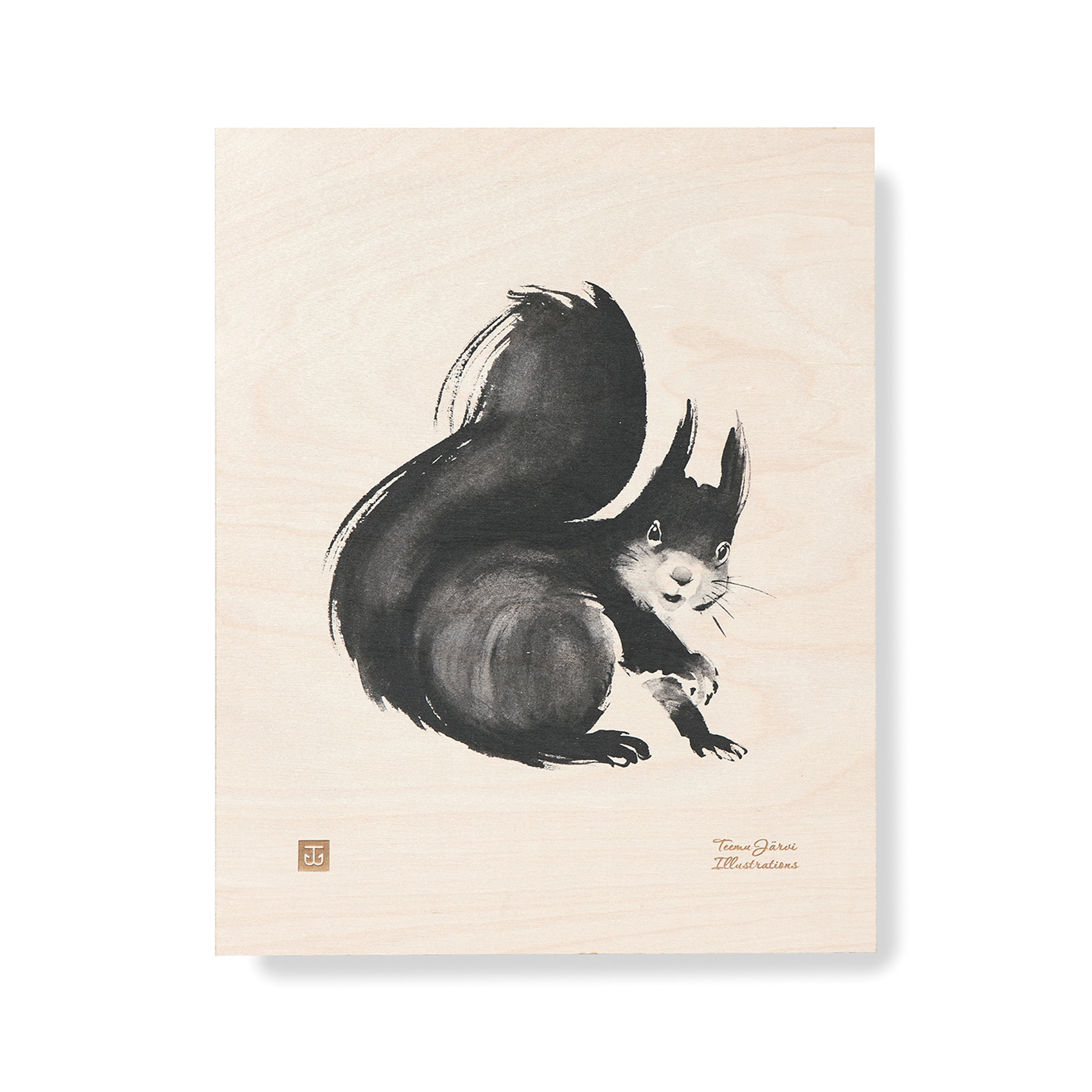 Squirrel plywood art print