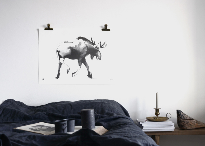 Black & white Elk art print