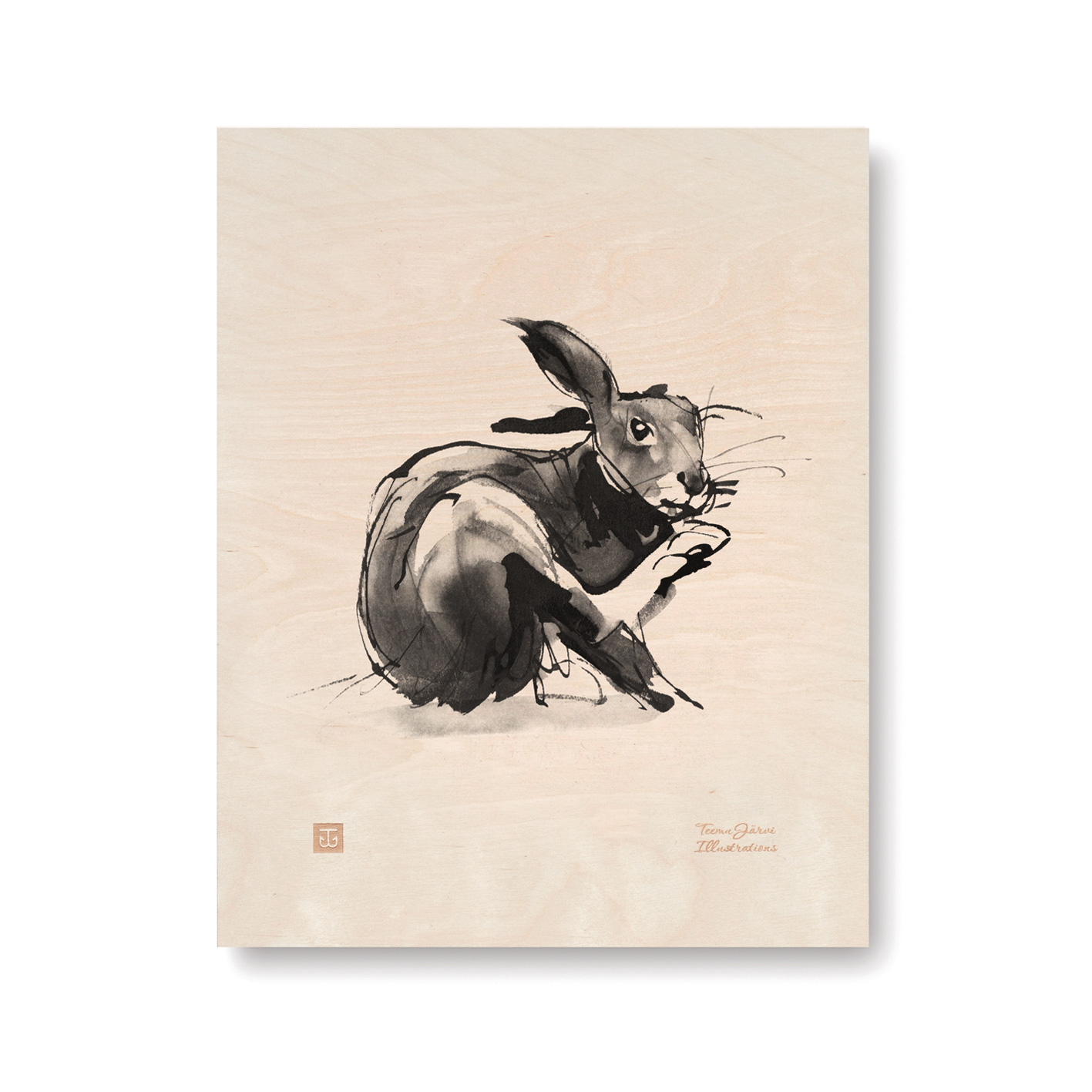 Hare plywood art print