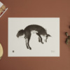 Black & white leaping fox print
