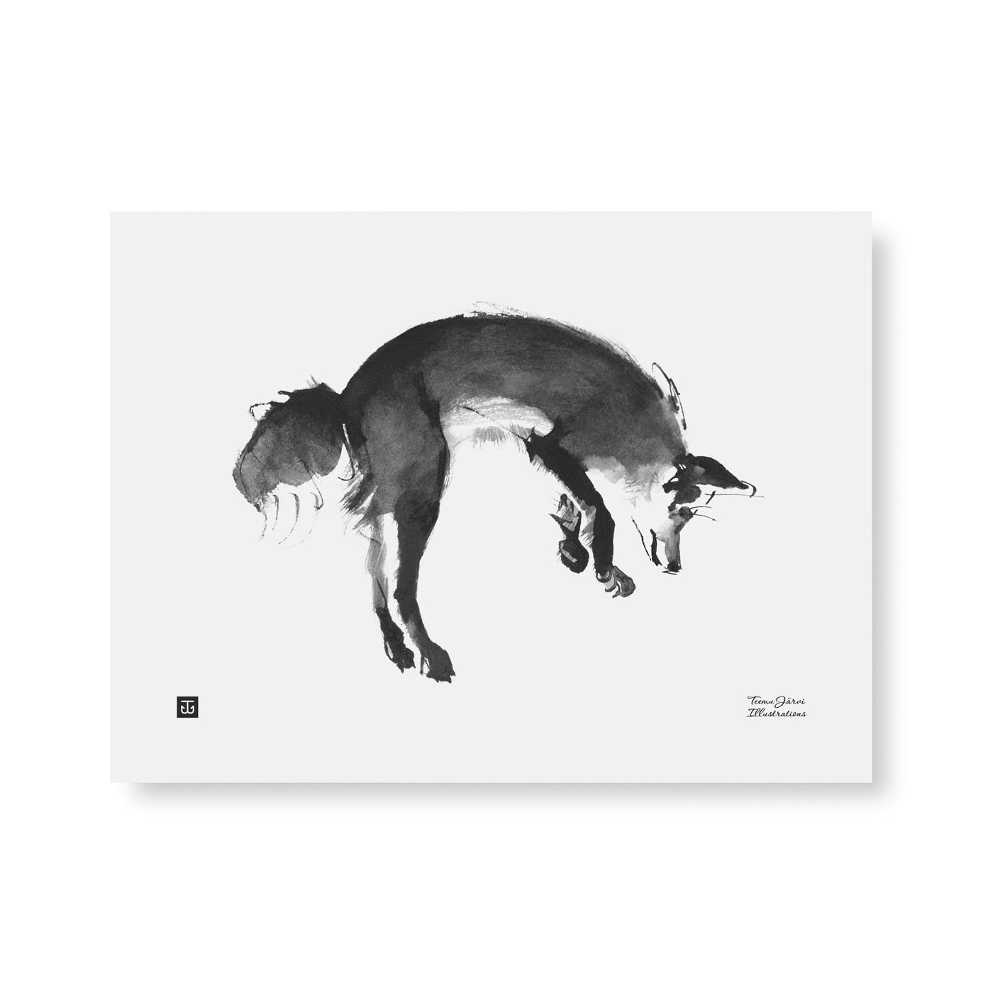 Leaping fox art print
