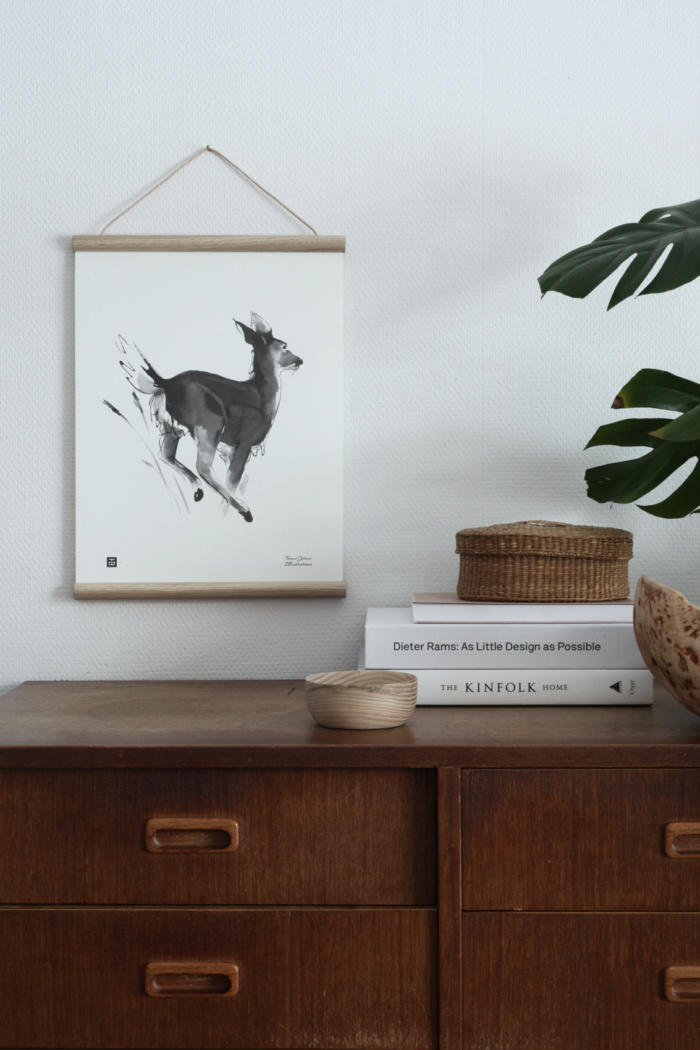 White tailed deer wall art with wooden frames