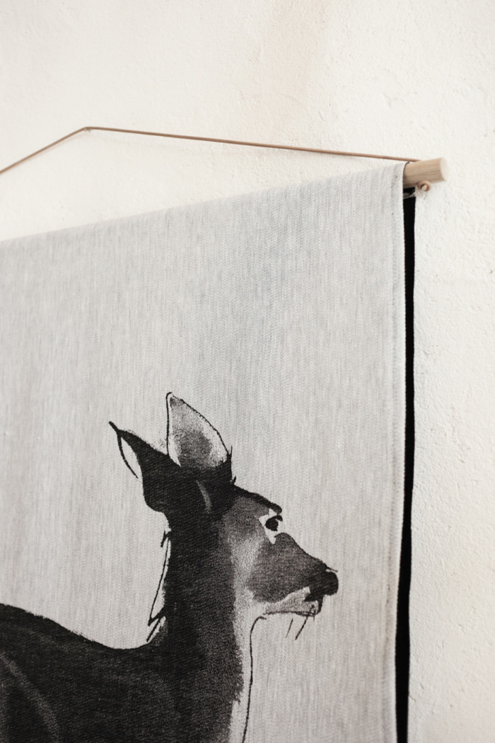 white-tailed deer art textile detail