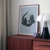Water blue Otter Art Print on a wooden frame