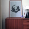 Water blue Otter Poster in wooden frame