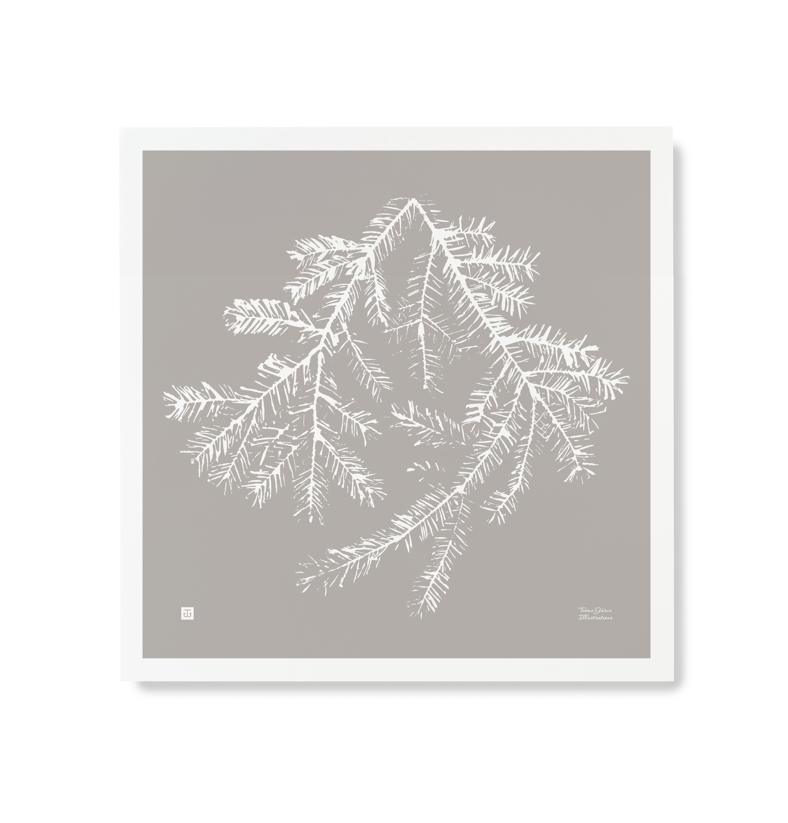 Spruce branch art print - greige